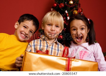 Children with christmas gift