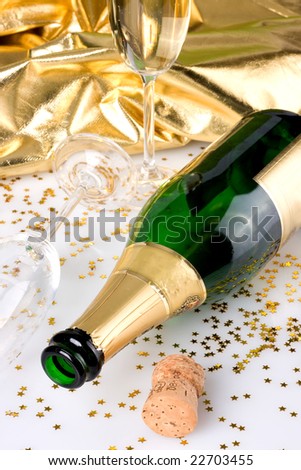 After celebrating - empty bottle of champagne