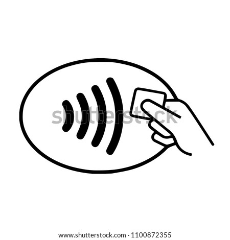 Contactless wireless pay sign logo. NFC technology contact less credit card.