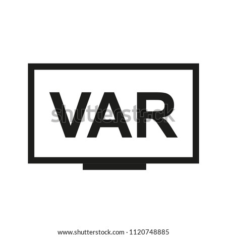 VAR, Video Assistant Referee symbol for soccer or football match on screen or TV. Vector Illustration. Imagine de stoc © 