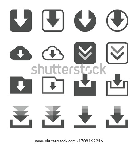 16 different data download icon set.