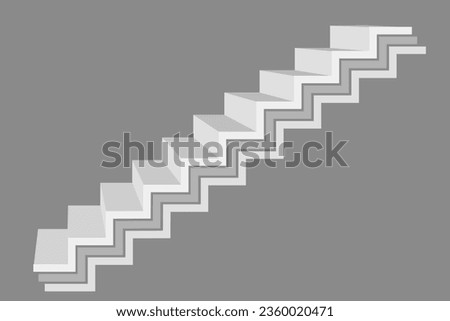 Ascending stairs abstract 3d illustration. Conceptual staircase vector illustration. Realistic Modern stairs. Stair isolated on gray background stair. Furniture for Interior. Ladder side view. 