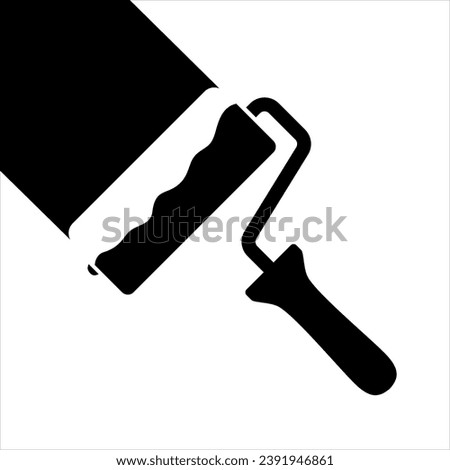 Roller brush for Working tools, Construction and Manufacturing icons. Paint Roller Icon for website design, app, UI. Flat design style.  Paint Roller While Painting a House Wall. Vector illustration