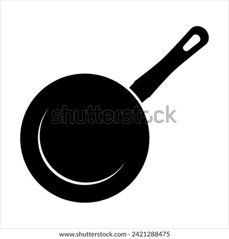  Cooking pan sign  in top view. Frying pan black icon. Vector illustration isolated on white background.