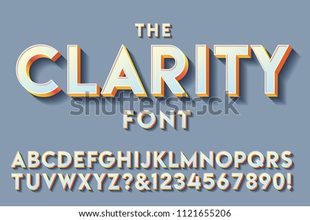 A clear and precise sans-serif alphabet with lighting and 3d effects