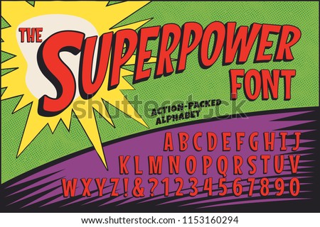 A classic comic book logo-styled alphabet called The Superpower Font