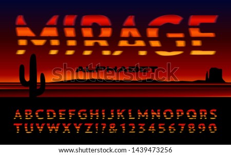 A vector alphabet with the wavy and gradient effects of a desert mirage