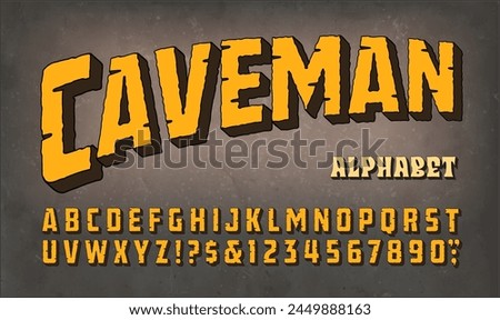 A comic style caveman alphabet with 3d cartoon style block letters