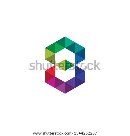 Number 8 Eight Numerical Alphabet Font Colorful Polygon Logo Vector