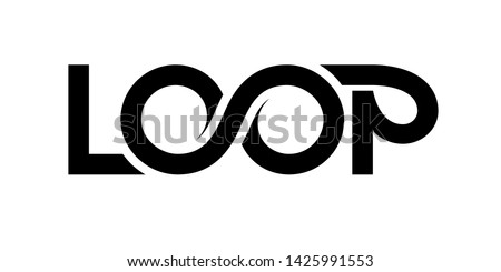 Loop logo. Vector ribbon lettering isolated on white background. RGB. EPS10. Global color