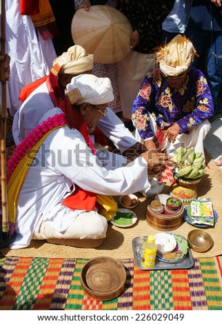 PHAN RANG, VIET NAM- OCT 22: Kate festival, charater traditional culture of Cham Awal (Cham Balamon) people, important ceremony of Cham religion, hold on annual, Vietnam, Oct22, 2014