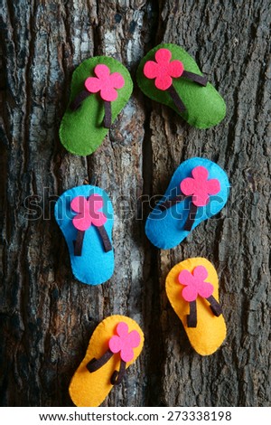 Be yourself, a message from abstract idea, group of handmade sandals in vibrant color, make from fabric, be strong, confident with your personality, an amazing concept