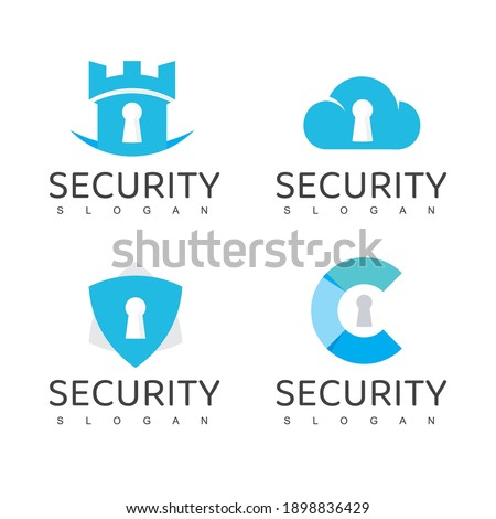 Cyber Secure Logo Design Template, Data Cloud Security Icon