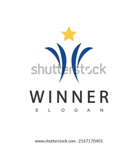 Winner Trophy Logo Template, Leadership And Competition Award Icon