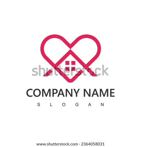 Love House Logo Design Vector illustration template