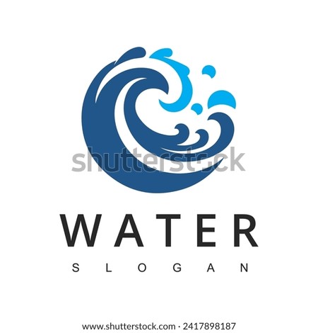 Water with Bubbles for Soap Wash Laundry Logo or Sea Ocean Rolling Waves for Beach Vacation or Surf Logo Design