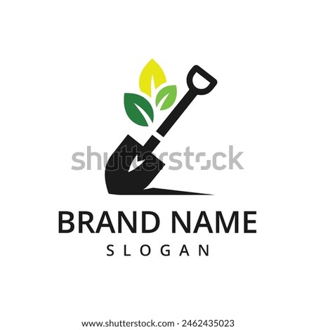 Garden logo template farm logo using shovel illustration