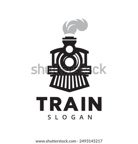 Simple vintage old locomotive train logo design template