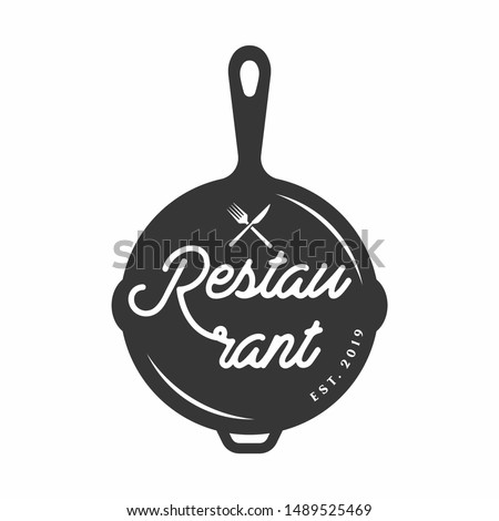 vintage restaurant and fraying pan logo