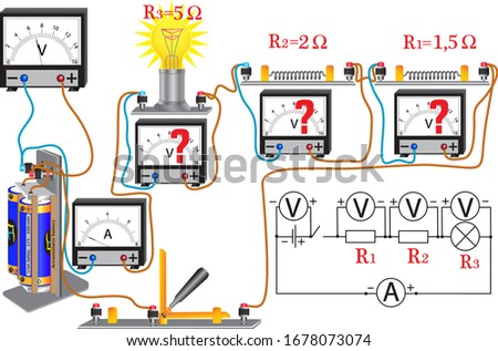 The physical task for studying the topic of Ohm's laws for an electrical circuit, instruments are used to measure current and voltage