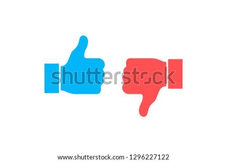 Thumbs up and thumbs down. Like or dislike. Vector illustration line icon.