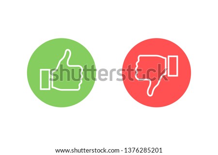 Thumbs up and thumbs down. Like or dislike. Vector illustration line icon.