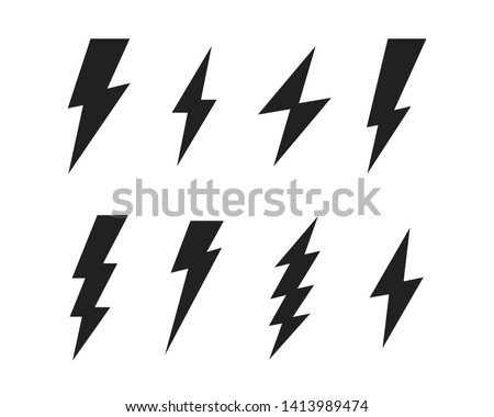 Set Lightning bolt. Thunderbolt, lightning strike. Modern flat style vector illustration.