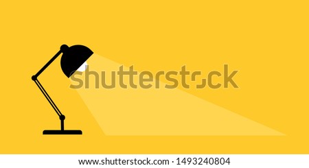 Table office desktop lamp. Place for your text. Lamps light lights. Flat vector illustration.