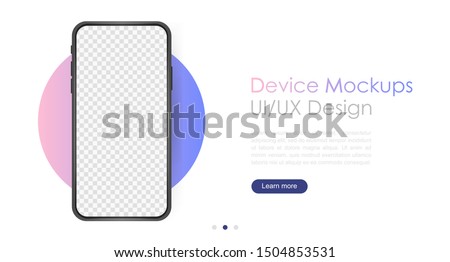 Smartphone blank screen, phone mockup. Template for infographics or presentation UI design interface.