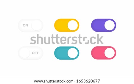 On and Off toggle switch buttons. Modern flat style vector illustration.