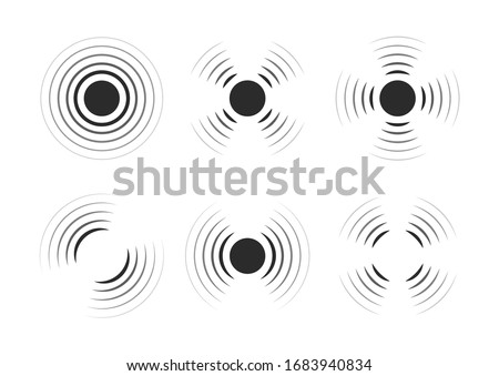 Set of radar icons. Sonar sound waves. Modern flat style vector illustration.