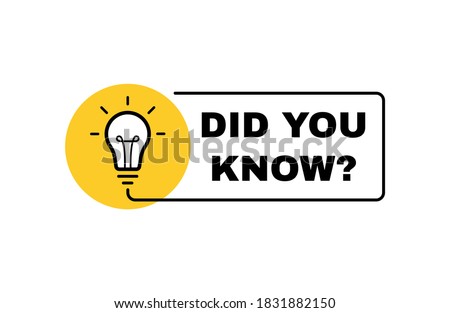 Did You Know label design with light bulb and rays. Logo design. Vector illustration. Foto d'archivio © 