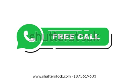 Free Call label button with phone emblem on message bubble. Logo design. Vector illustration.