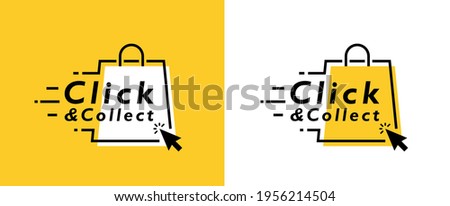 Click and collect line icon isolated on white background. Concept online order. Design for ecommerce, internet orders, internet sales and retail