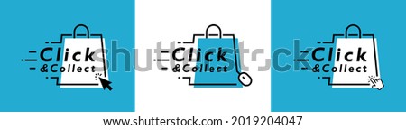 Click and collect line icon isolated on white background. Concept online order. Design for ecommerce, internet orders, internet sales and retail.