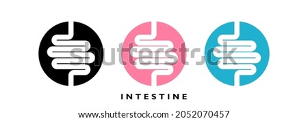 Set Intestine human organ. Intestine, digestive system symbols. Design concept for medical, health and insurance. Vector illustration.