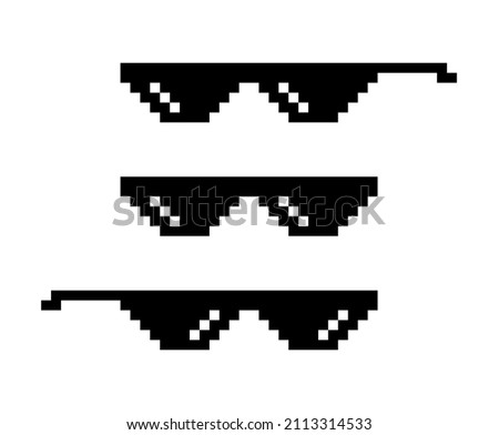 Black pixel glasses. Like a boss meme. Mafia gangster funky logo. Vector illustration graphic design.