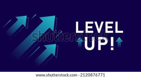 Level up with arrows isolated on dark background. Design concept for business and game. Vector illustration. Stock fotó © 