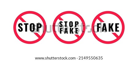 Fake news stamp design. Stop fake news on tv and social media. Stop fake and disinformation. Vector illustration.