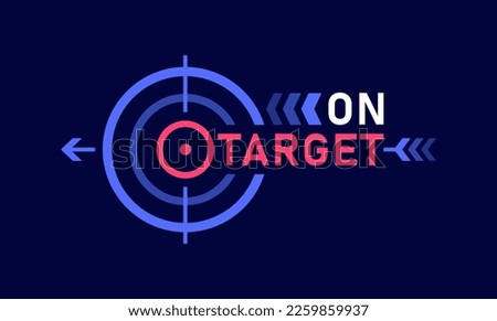 On target logo design. Concept achieving the goal in business. Marketing targeting strategy symbol. Vector illustration.