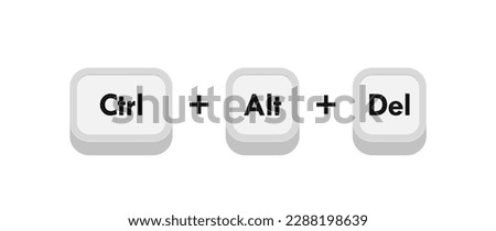 Ctrl alt del computer keyboard buttons combinations. Hotkeys combination for delete. Vector illustration.