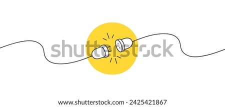 Electric socket with a plug drawn by hand. Electric plug and socket connection unplugged. Concept of connection and disconnection or 404 error. Vector illustration.