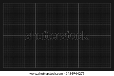 Square grid background with empty space on dark gray backdrop. Design of square graph paper, school math sheet, grid paper sheet, notebook pattern, architectural graph paper.