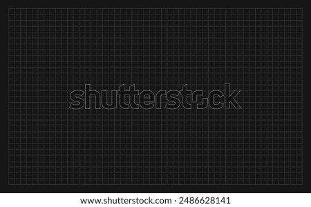 Square grid background with empty space on dark gray backdrop. Design of square graph paper, school math sheet, grid paper sheet, notebook pattern, architectural graph paper.