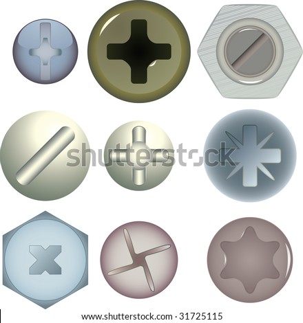 Screw Heads Stock Vector Illustration 31725115 : Shutterstock