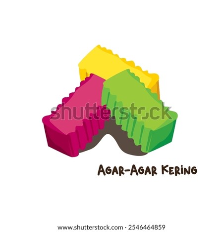 Vector illustration of famous Malaysian traditional Eid festive dessert, kuih Raya called agar agar kering