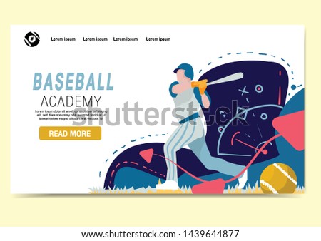 web page design templates for baseball academy, baseball club, sport online store. Vector illustration concepts for website and mobile website development.