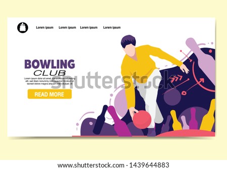 web page design templates for bowling academy, bowling club, sport online store. Vector illustration concepts for website and mobile website development.