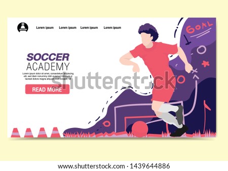 web page design templates for soccer and academy, sport club, sport online store. Vector illustration concepts for website and mobile website development.