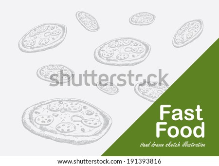 fast food pizza. Hand drawn illustrations. backgrounds vector